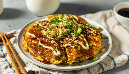 homemade japaense okonomiyaki cabbage pancake 