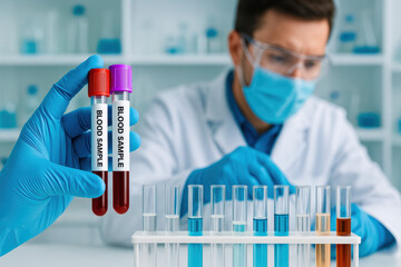 Analysis and precision drive advances in healthcare as a scientist carefully handles blood samples in a controlled lab environment