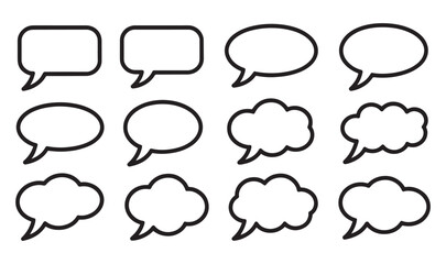 Fototapeta premium Minimalist Vector Speech and Thought Bubbles Set – Clean Outline Icons
