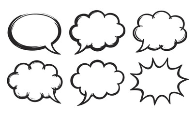 Fototapeta premium Bold Comic Speech and Thought Bubbles Set – Vector Outline Style Icons