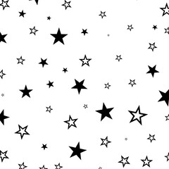 Scattered Black Stars White Background Simple Pattern Design
