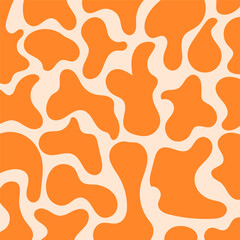 Abstract Orange and Beige Blob Pattern Seamless Design