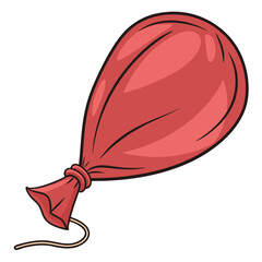 A red ribbon on a white background with a colorful cartoon basketball and football icon design