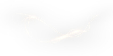Glowing golden beam curves with sparkle and twirl in a dynamic, futuristic flare. Perfect for vector light effects, magic, and luxury visuals with a transparent background.