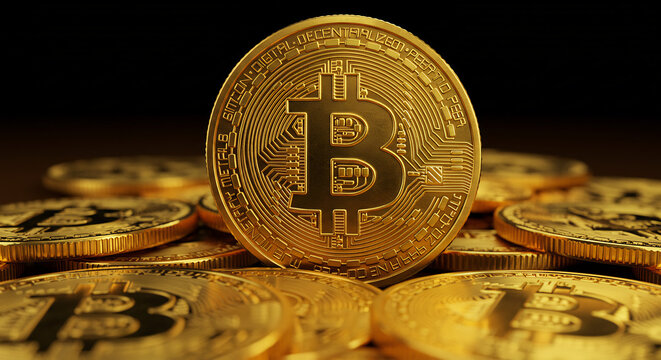 Golden Bitcoin Cryptocurrency Digital Currency and Decentralized Finance