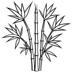Black and White Bamboo Line Drawing Vector