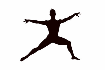 High-Quality Black Silhouette of a Gymnast Jumping Vector Graphic