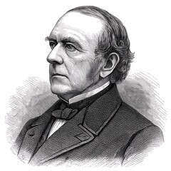 Engraved Portrait of Stern Judge - Impartial Lawyer
