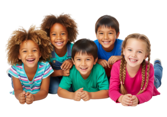 group of children with thumbs up