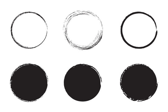 Black Circle Brush Zen, Enzo Logo, Sign, Icon Set Vector Illustration Template 