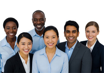 Group of business people looking at camera isolated on transparent background