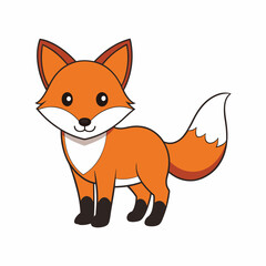 Obraz premium Charming cartoon fox vector illustration, perfect for woodland themes, nursery designs, forest animal education, and wildlife learning materials for children.