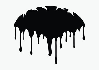 Dripping blood silhouette, liquid drop vector, horror drip pattern, spooky border design, black ink graphic
