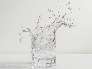 Dynamic water splashing in a glass captured in a studio setting high-speed photography creative focus