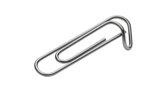 Bent paperclip isolated on white background, concept of isolate, no background  