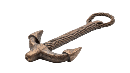 Bronze cable anchor on white background, concept of isolate, no background  
