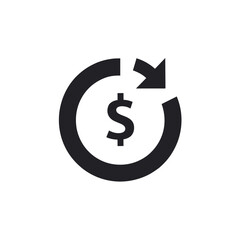 Fototapeta premium Money circulation symbol, showing a dollar sign with a circular arrow for business applications