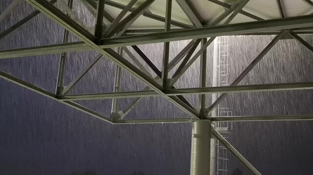 Downpour - Metal Structure Under Heavy Rain Shower