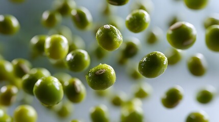 空間を舞うグリーンピースの美しき瞬間