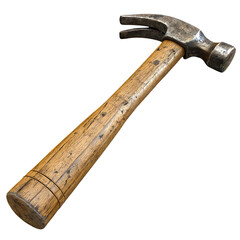Vintage Old Hammer PNG Isolated on White Background Classic Rusty Hand Tool Image