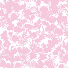 Flowers have organic shape with seamless background. Simple abstract floral pattern. Modern printing in black and white. Ideal for textile design, wallpaper, cards, posters and decoration.
