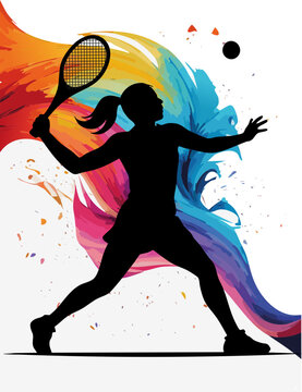 Silhouette di tennista donna