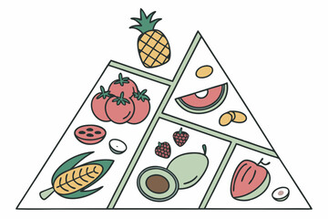 Illustrated food pyramid guide healthy eating habits