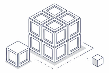 Isometric illustration of interlocking cubes
