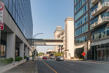 Fototapeta premium Office buildings and street architecture of Greensboro, USA.