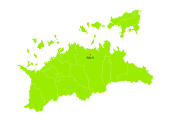 香川県の行政区分付き地図