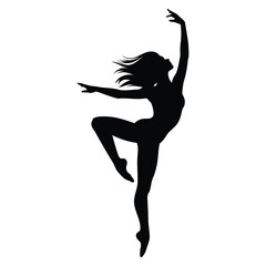 an woman in Slow fall dance pose, a striking silhouette of a ballerina mid-leap, showcasing a dynamic and graceful pose.