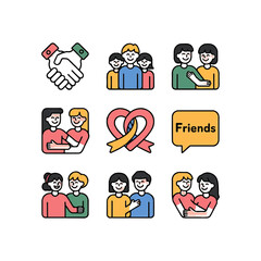 set of friends icon set