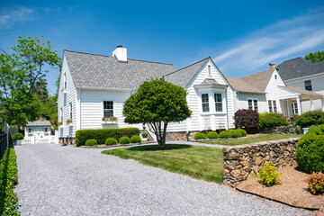 Residential one-story house for one family. Traditional American style home with beautiful...