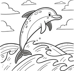 Playful dolphin leaping from the blue ocean, a vibrant vector illustration of marine wildlife