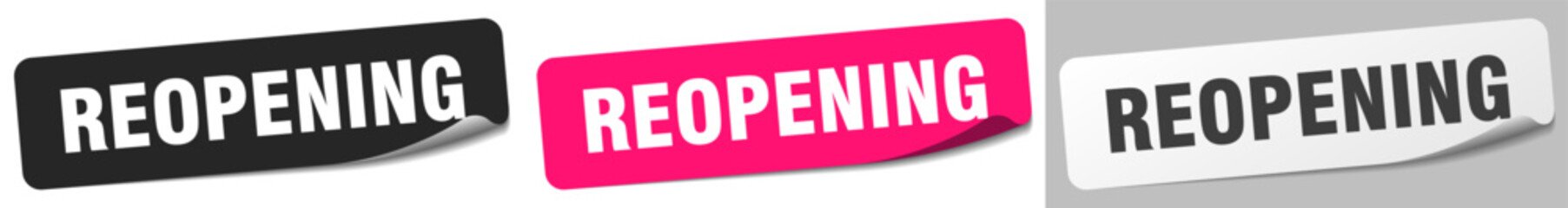 reopening sticker. reopening sticker set on white background