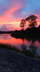 Naklejka premium Colorful Nature View in The Evening