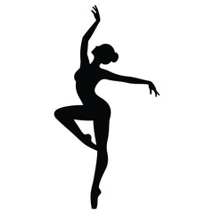 woman in Arabesque dance pose, a striking silhouette of a ballerina poised in a graceful pointe position.