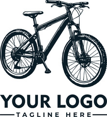 Vintage style graphic illustration of a mountain bike, perfect for a logo or branding.