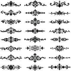 Collection of twenty four decorative ornamental dividers in black and white vector format