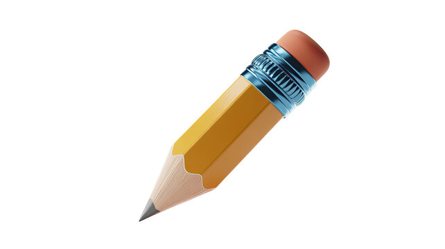 Yellow pencil drawing tool writing instrument graphite lead eraser school supplies stationery item art 3d 100 - Powered by Adobe