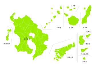 鹿児島県の行政区分付地図