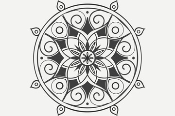 Ornate mandala design element in dark blue