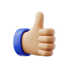 Thumbs up graphic like symbol 3d render icon for social media approval and positive feedback design