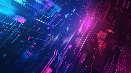 Dynamic C4D Cyberpunk Technology Background Design with Neon Holographic Interfaces, Mecha Components, Glitch Effects, and Dystopian Urban Landscapes – Incorporating Digital Grunge Textures, Futuristi