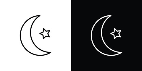 Star and crescent icon. Graphic Design vector icon. Ui Ux Icons