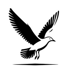 Obraz premium Seagull Silhouette Icon – Black Vector Bird with Raised Wings Standing in Profile on White Background
