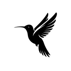 Fototapeta premium Stunning Black Hummingbird Silhouette in Dynamic Flight, Elegant Nature Vector Art for Design, Wildlife Illustration