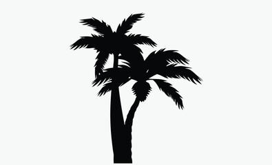 Palm tree silhouette, tropical tree vector, beach plant icon