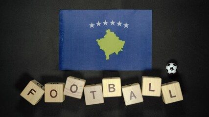 Kosovo flag with football title. football concept