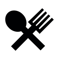 Illustration of black and white crossed fork and spoon vector graphic for restaurant cafe or food related design projects needs vector